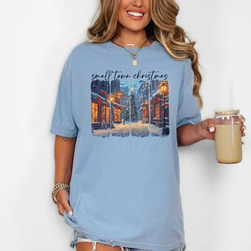 Women's Small Town Christmas Collage Shirt 5-7 day tat