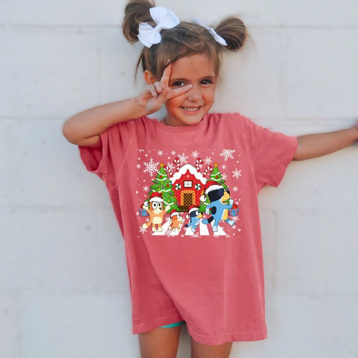 Children Bluey Christmas Shirt 5-7 day tat