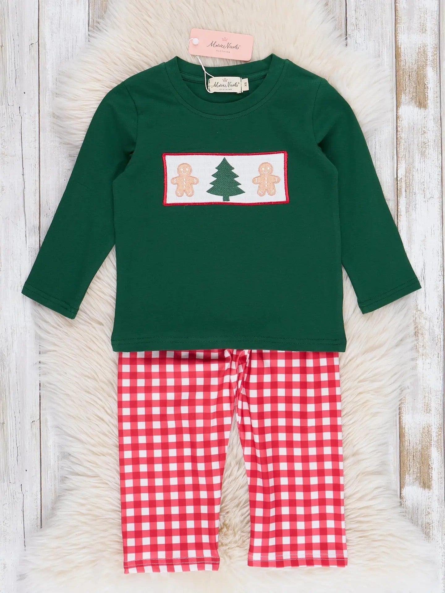 Gingham Gingerbread Boy's Smock 1-2 week tat