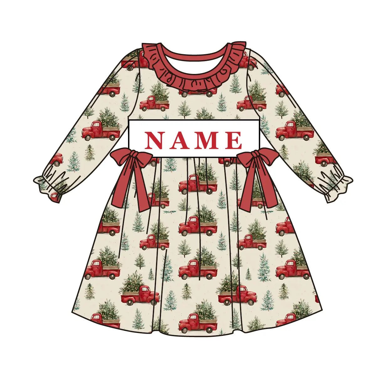 Children's Christmas Tree Smock 4-5 week tat PLEASE ADD IN CUSTOM ROMPER OR BABY SET and leave name