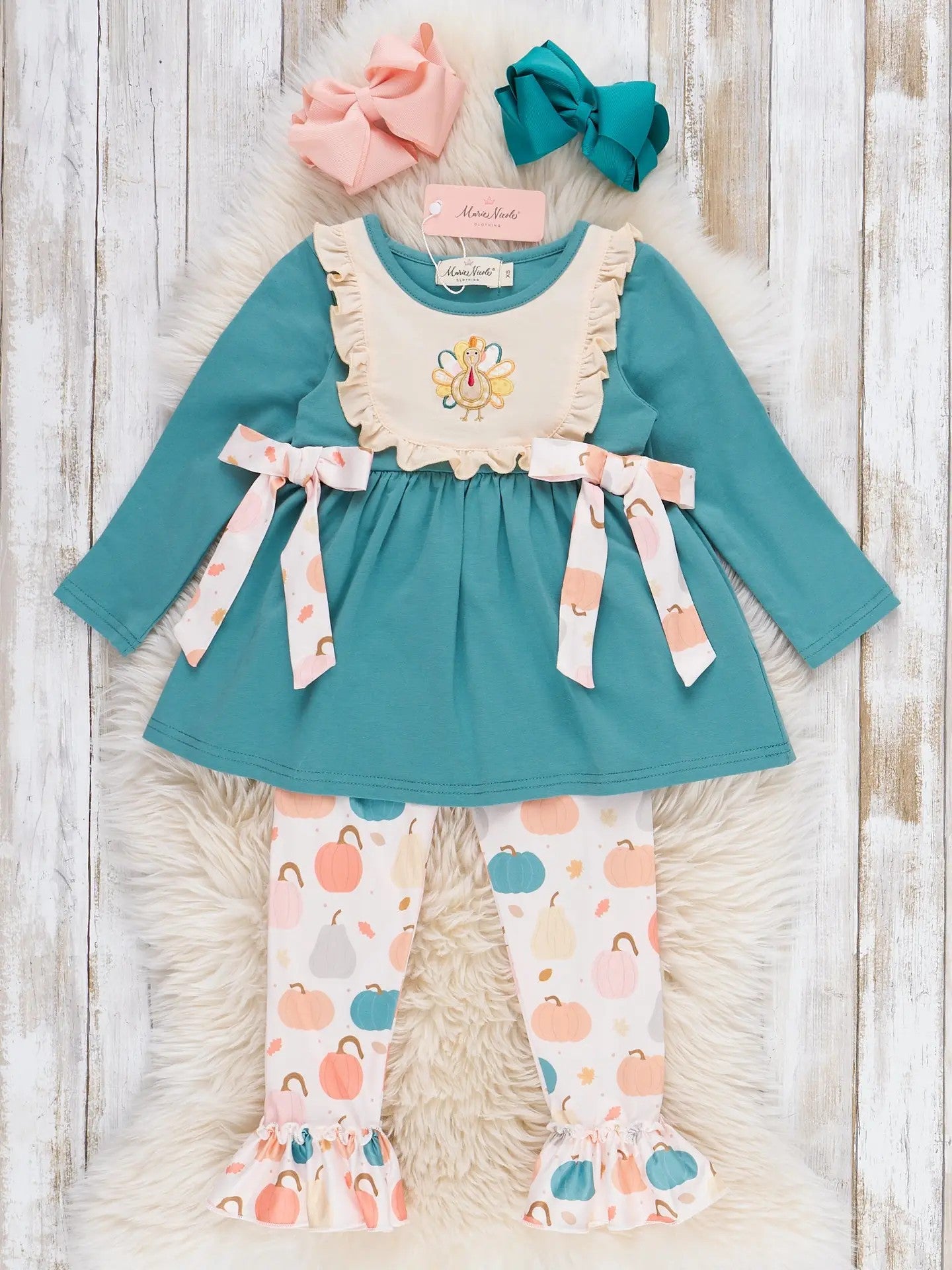 Girls Gobble Giggles Smocked Set 2-3 week tat