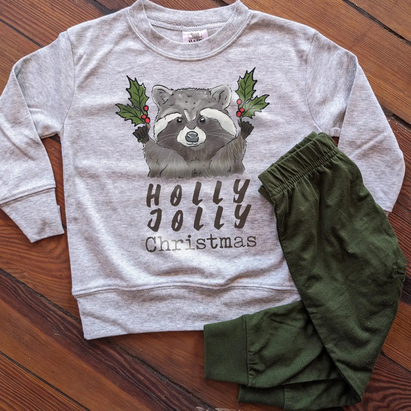 Boy's Holly Jolly Raccoon Shirt 3-5 week tat