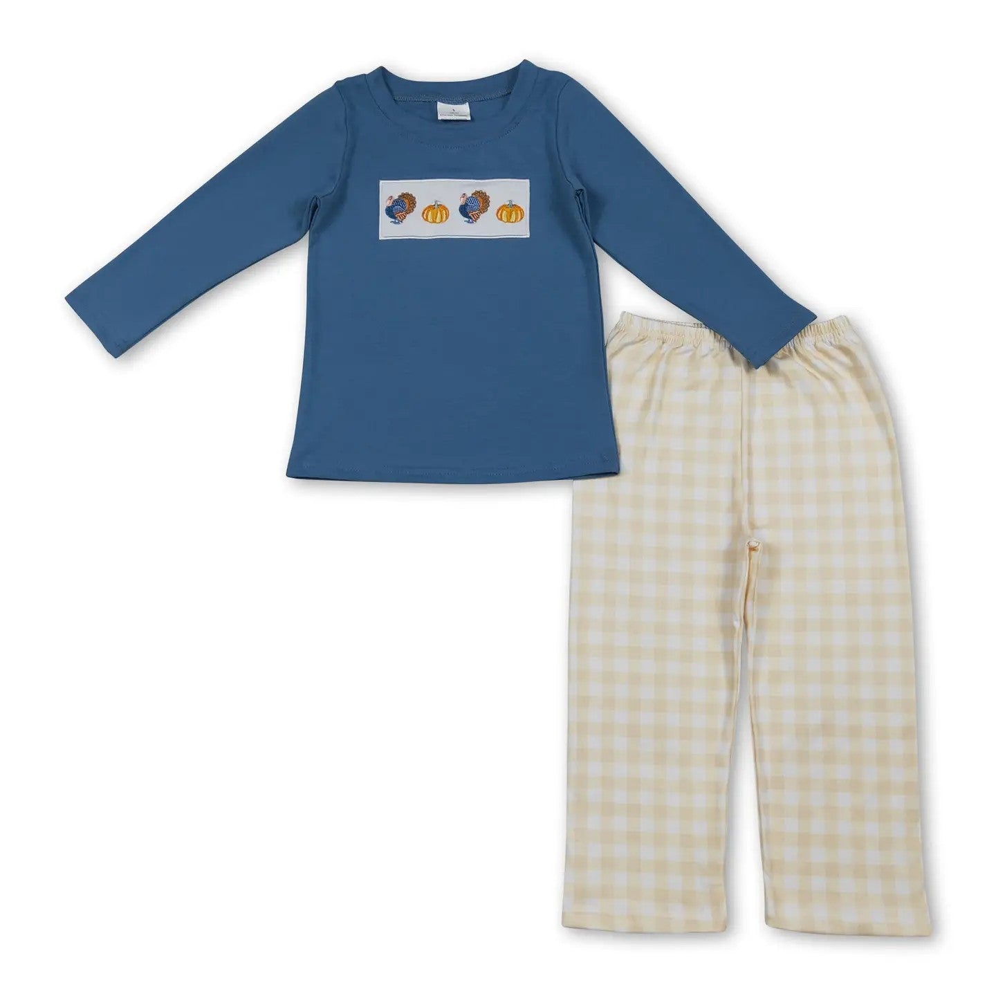 Boy's Long sleeve Blue Thanksgiving Outfit 2-3 week tat