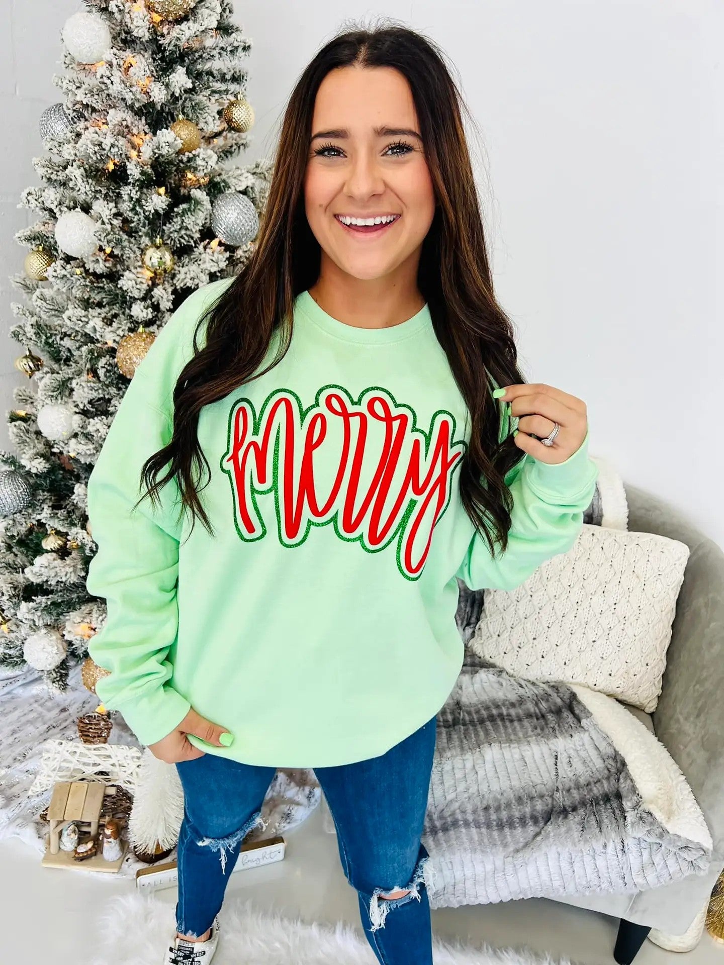 Women's Merry Sweatshirt 6-7 week tat