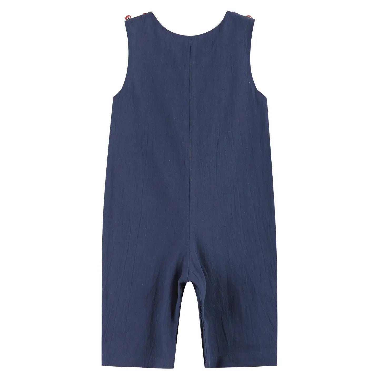 Boy's Navy Santa Smocked Overalls 1-2 week tat