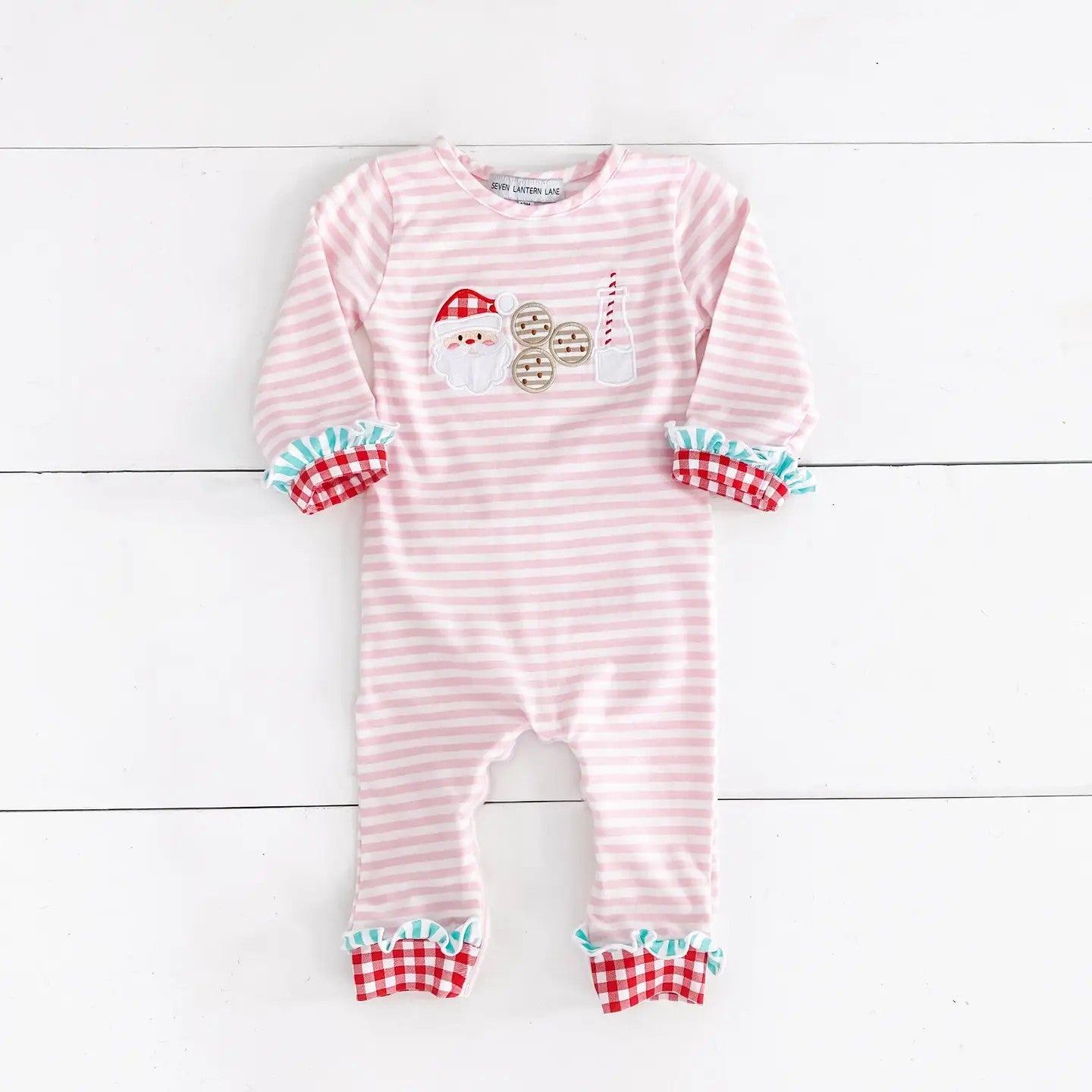 Girl's Pink Santa Cookies Smocked Outfit 1-2 week tat