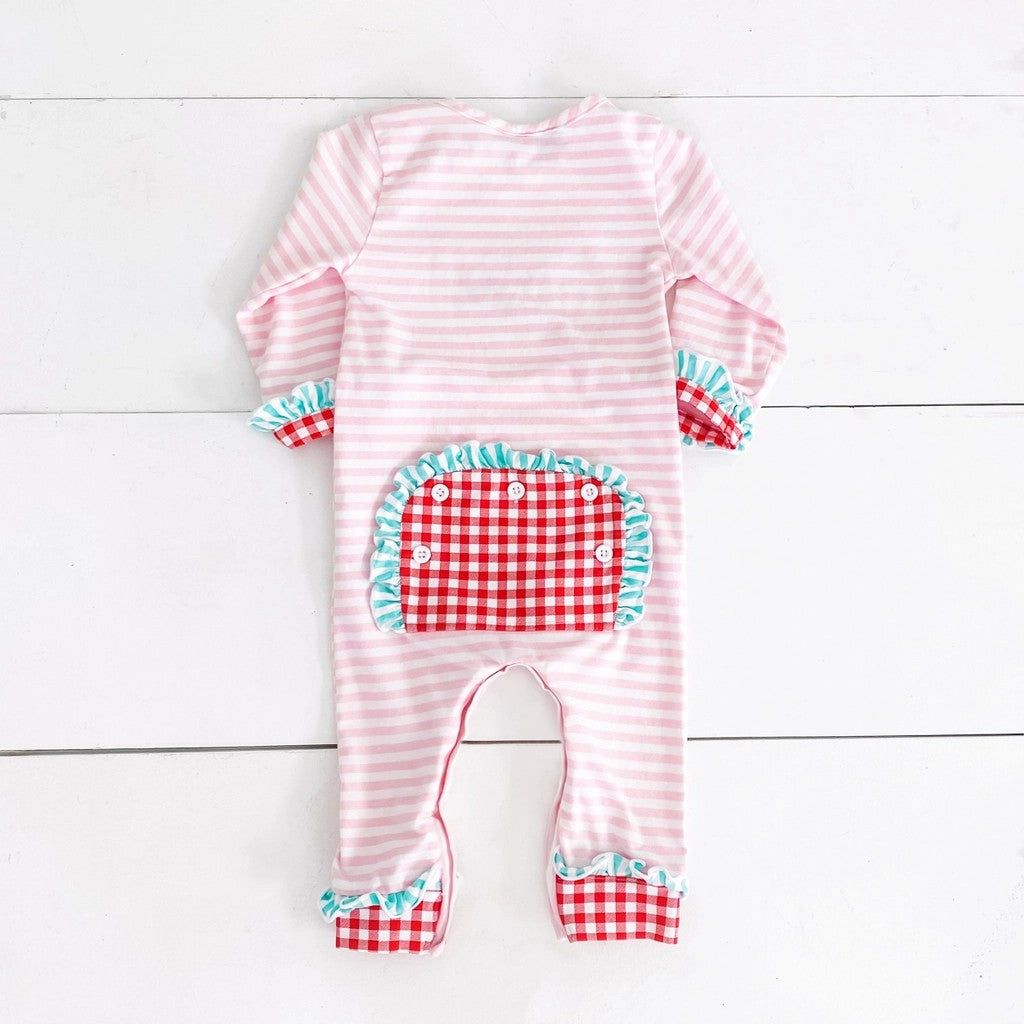 Girl's Pink Santa Cookies Smocked Outfit 1-2 week tat