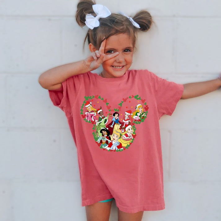 Girl's Princess Mouse Christmas Shirt 5-7 day tat
