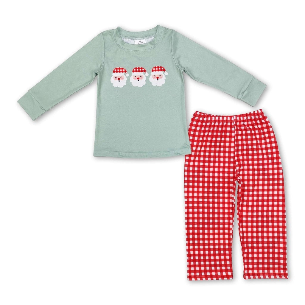 Boy's Santa Smocked Outfit 2-3 week tat