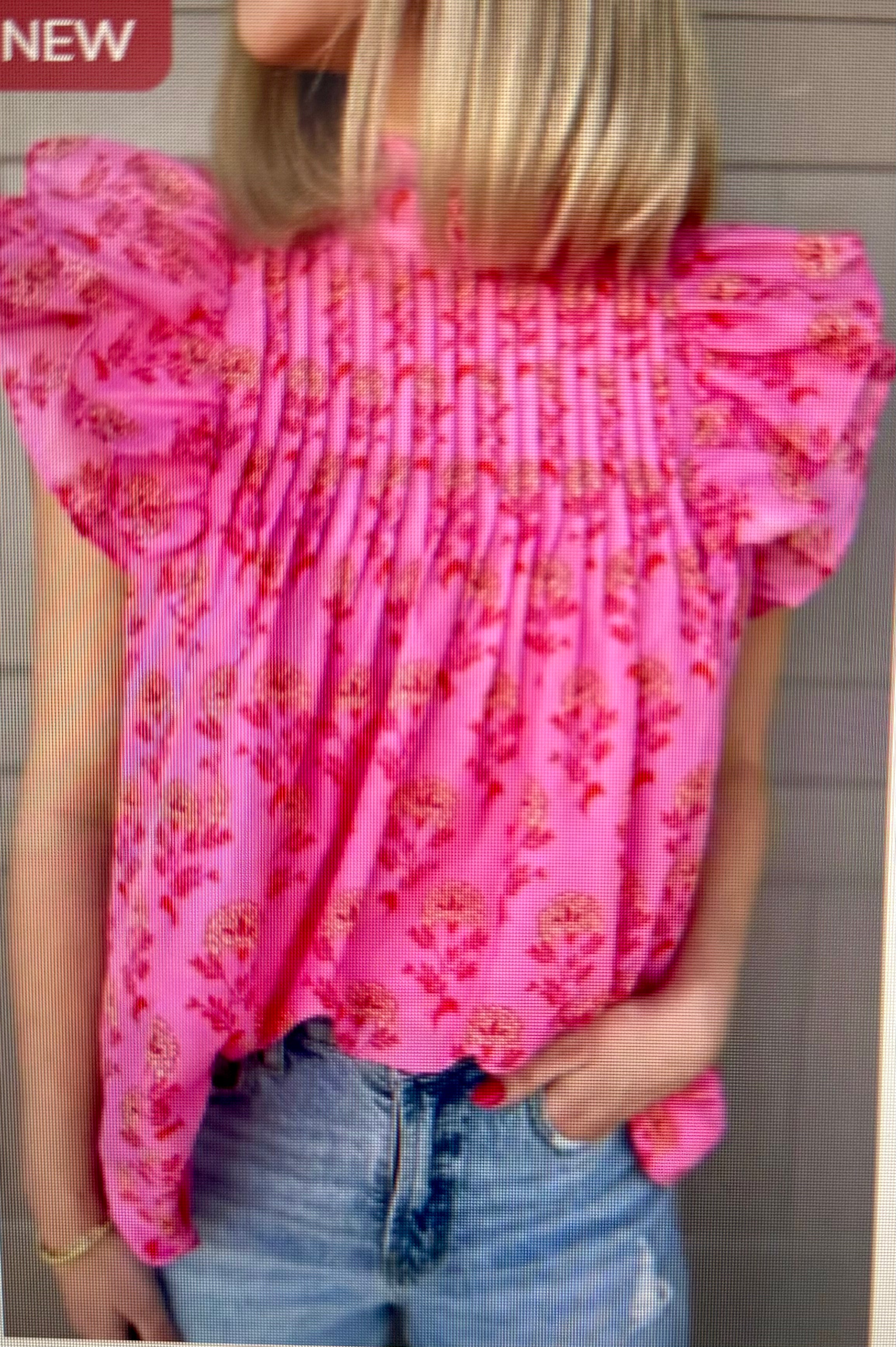 Women's Pink Floral Ruffle Shirt 3-4 week tat