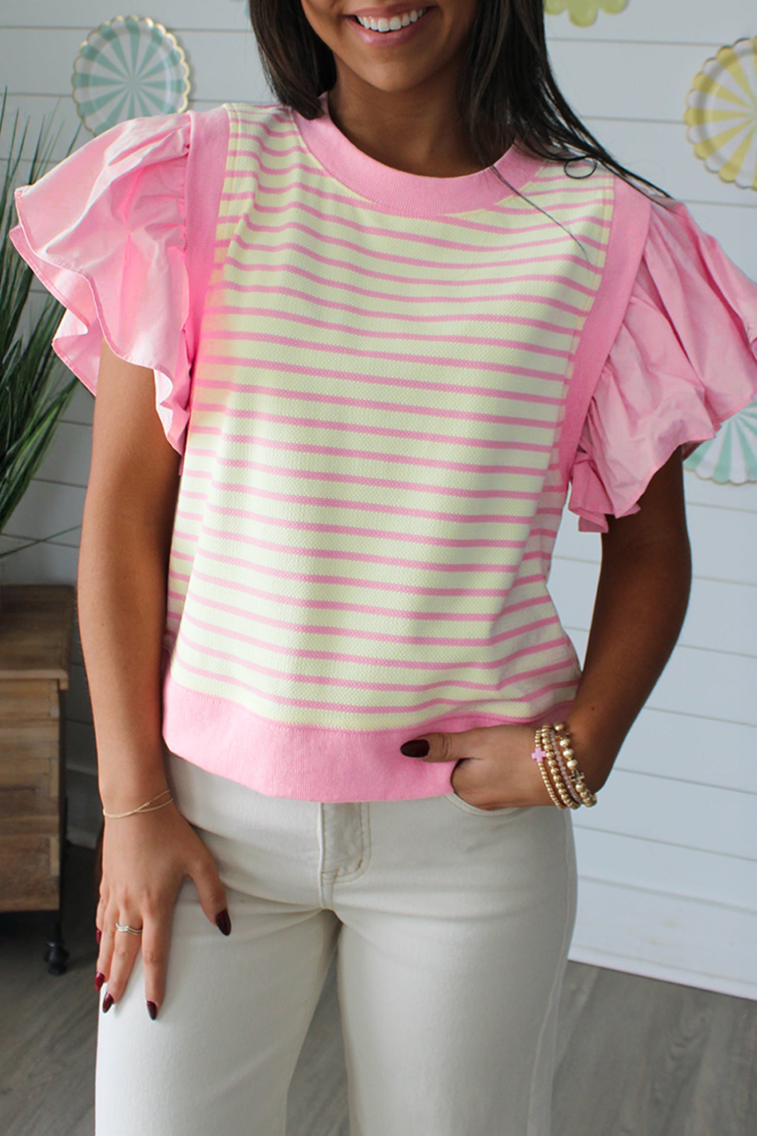 Women's striped Ruffled Shirt 1-2 week tat