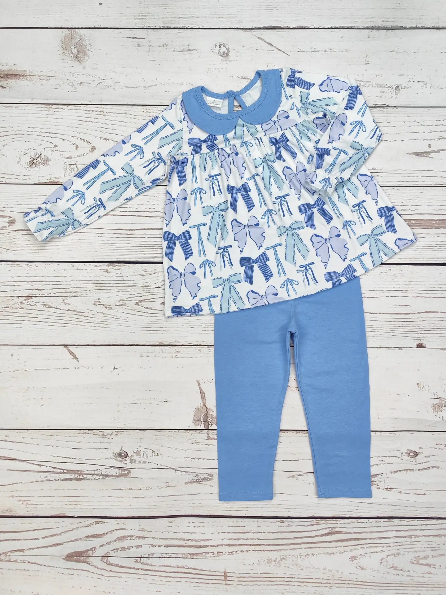 Blue Bow Girl's Outfit 1-2 week tat