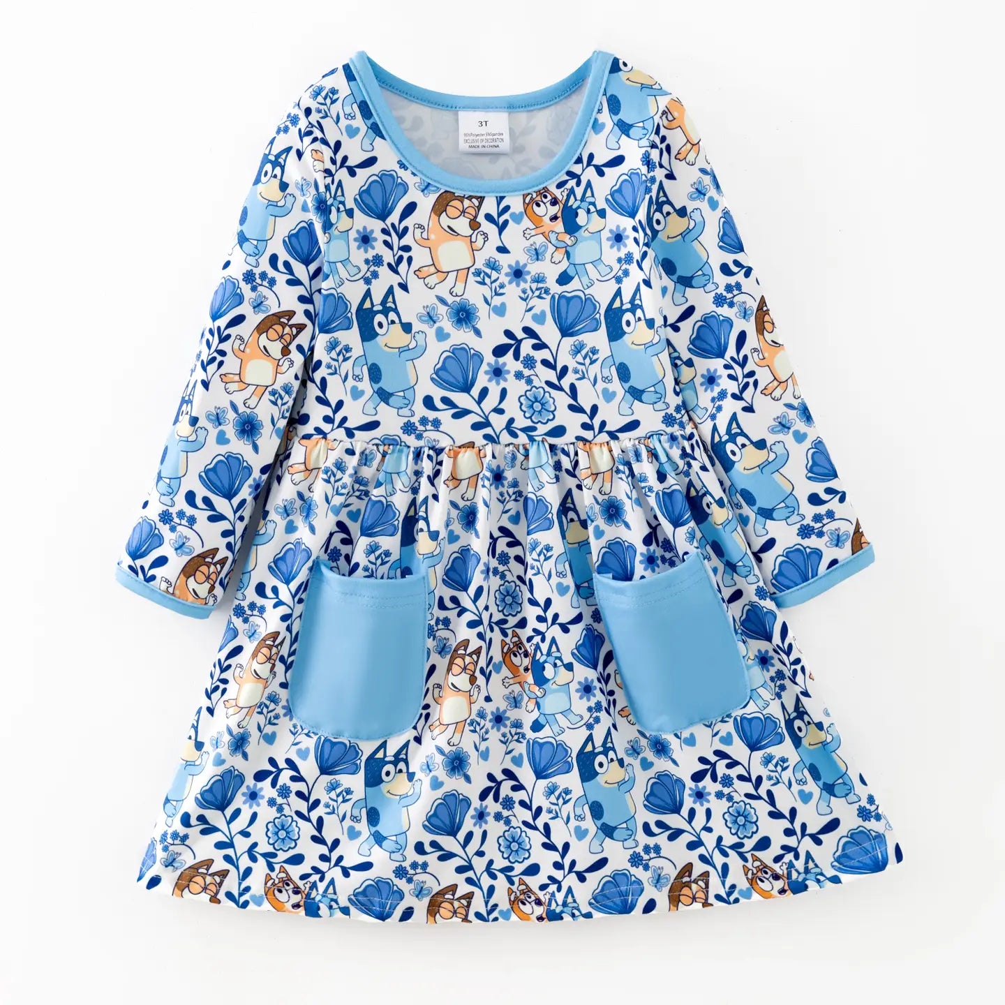 Girl's Blue Dog Dress 2-3 week tat