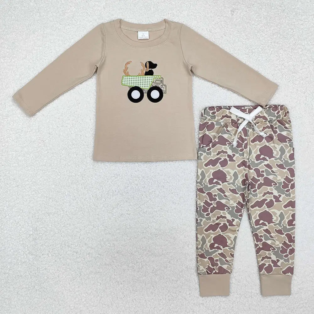 Boy's Truck and Dog Outfit 1-2 week tat