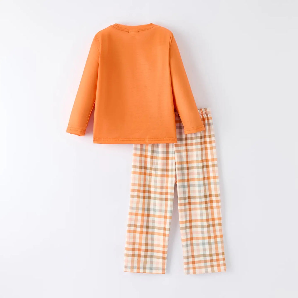 Boy Orange Smock Thanksgiving Outfit 3-4 week tat