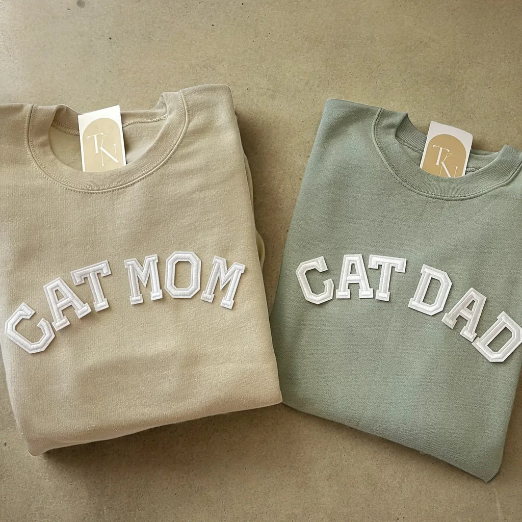 Cat Mom or Dad Sweatshirt 2-3 week tat Please Choose Color in Personalization Box