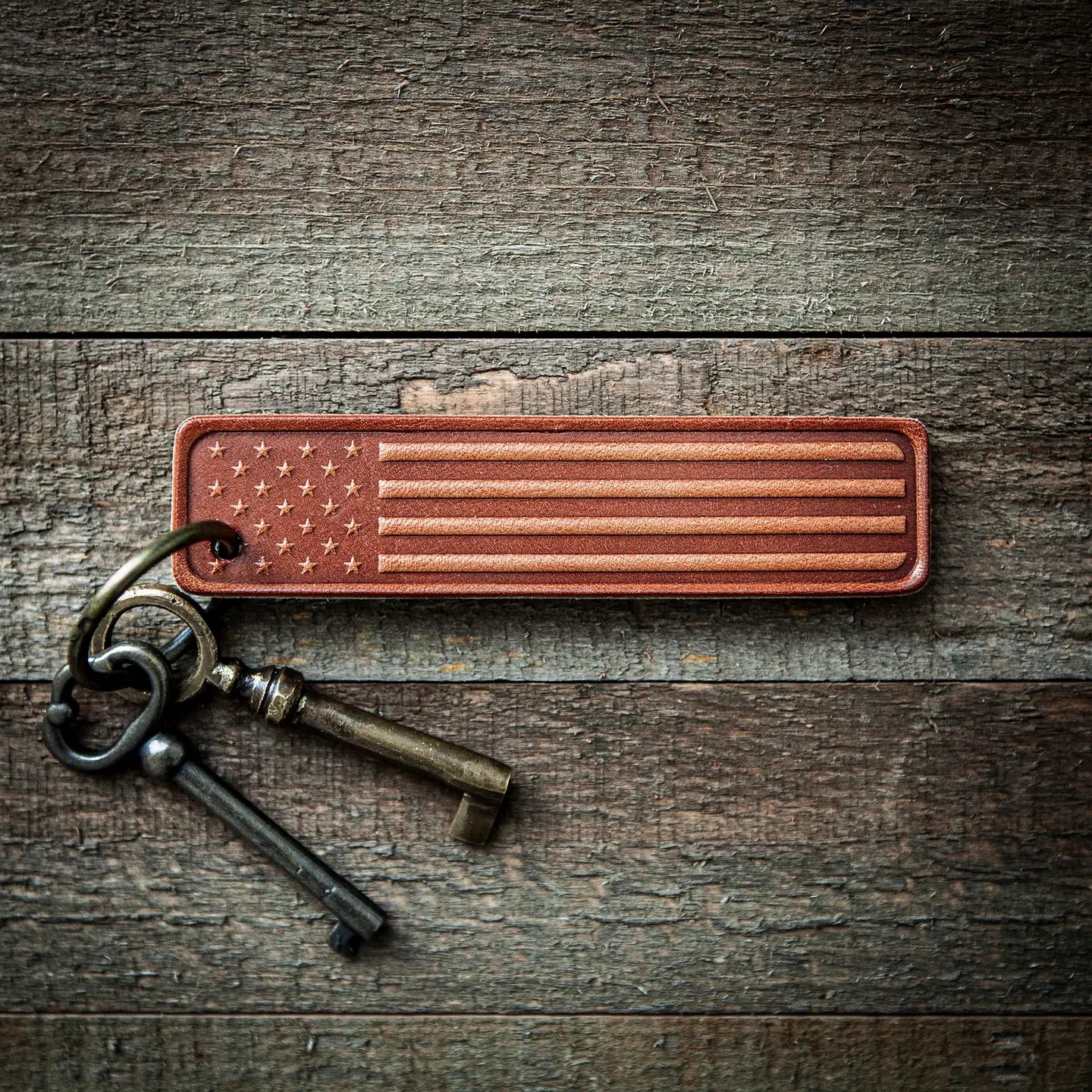 Flag Leather Keychain 1-2 week tat