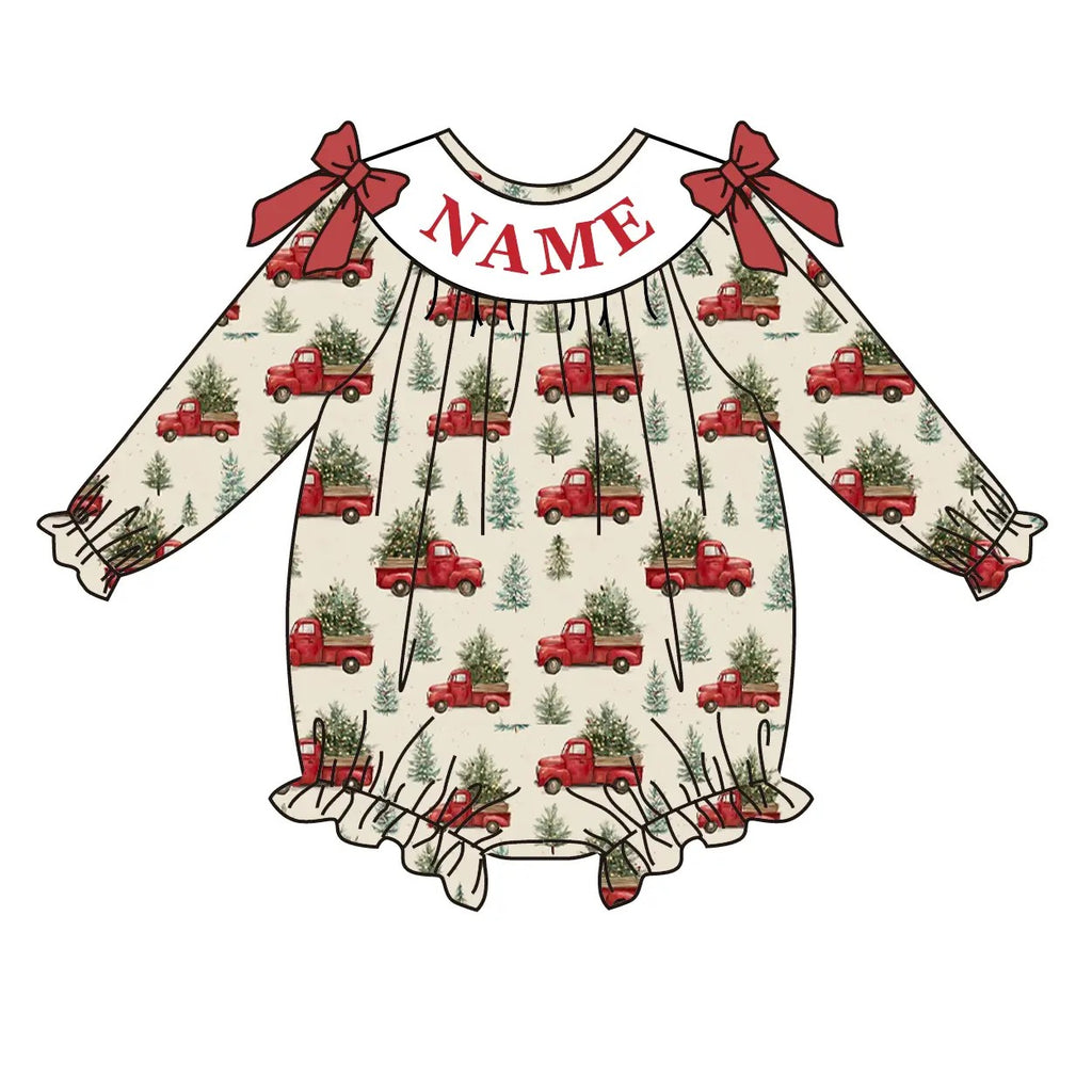 Children's Christmas Tree Smock 4-5 week tat PLEASE ADD IN CUSTOM ROMPER OR BABY SET and leave name