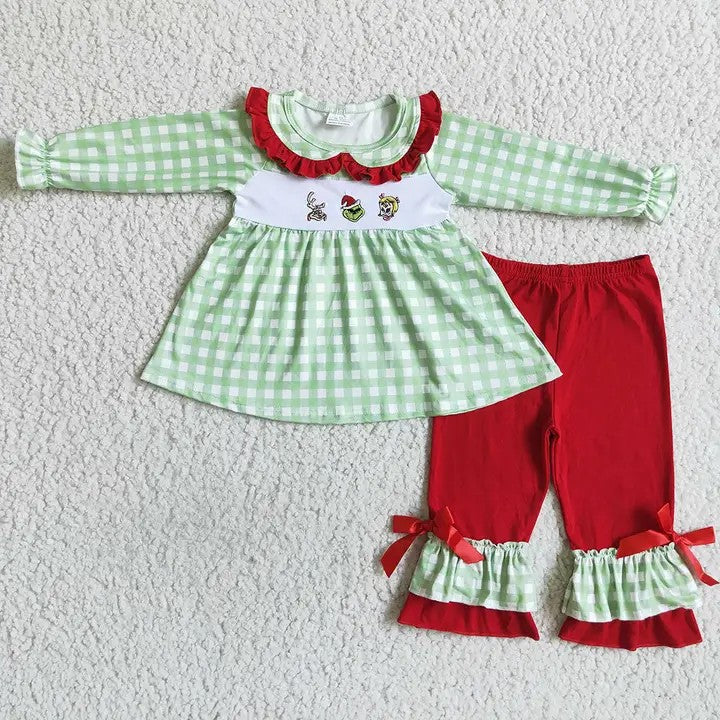 Grinch Children Smock Outfits 2-3 week tat PLEASE PUT IN CUSTOM GIRL SET OR DRESS