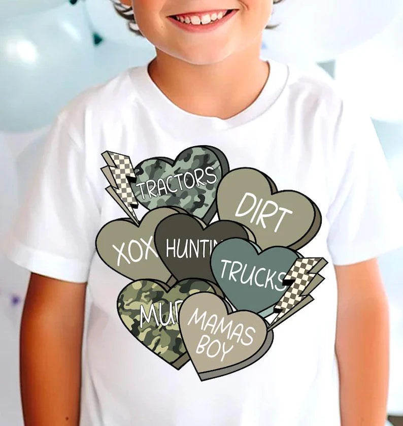 Boys Valentine Hearts shirt 3-5 day tat