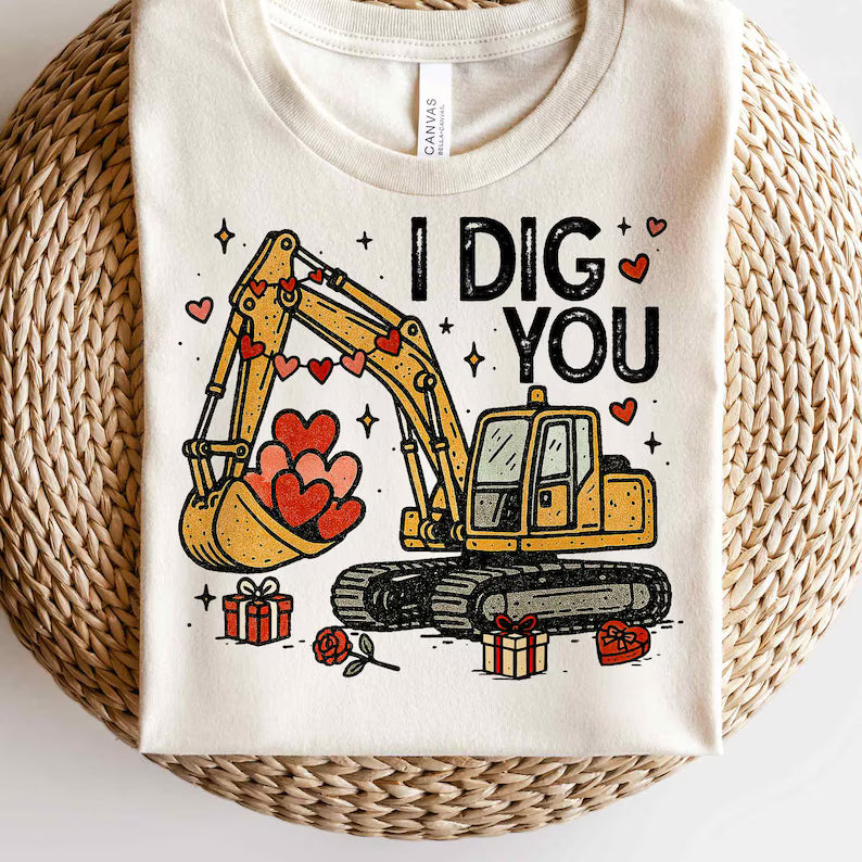 Boy's I Dig You Valentine shirt 3-5 week tat