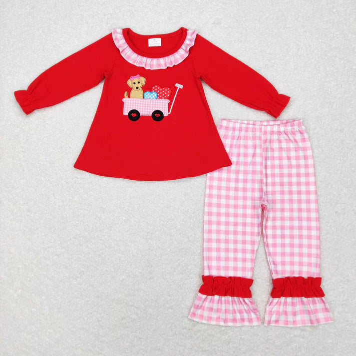 Girl's Valentine Dog Outfit 1-2 week tat
