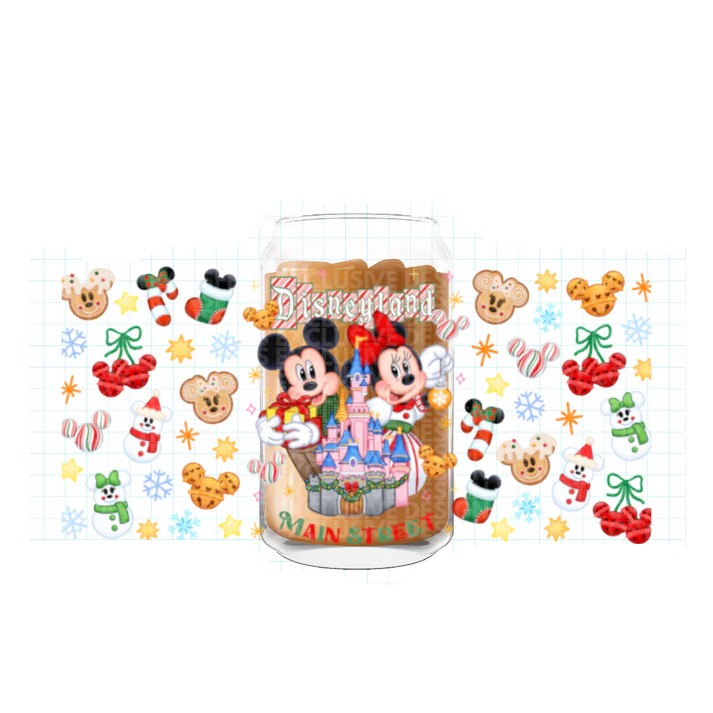 Mickey Christmas Glass Coffee Cup  5-7 day tat